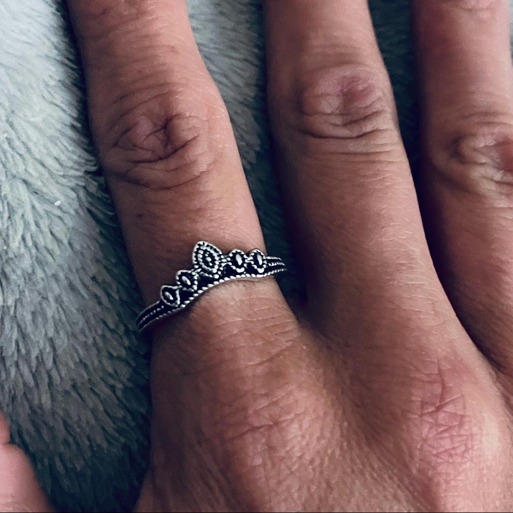 Handmade Sterling Silver Bohemian Princess Tiara Ring - Picture 3 of 9